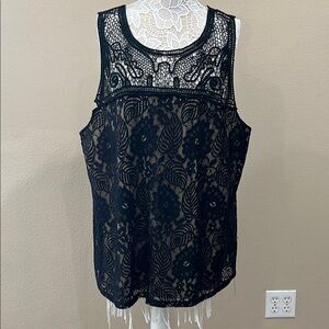 Black Lace Sleeveless Top